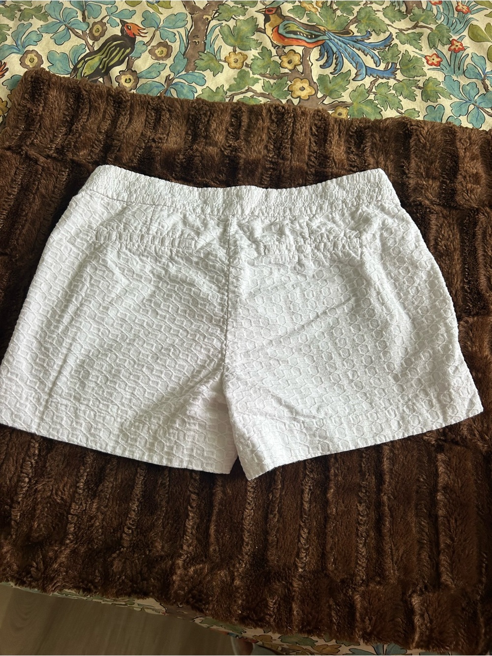 Banana Republic White Textured High-Waist Shorts
